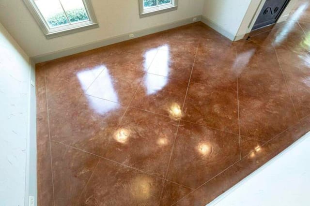 Repaired Stained Concrete Floor