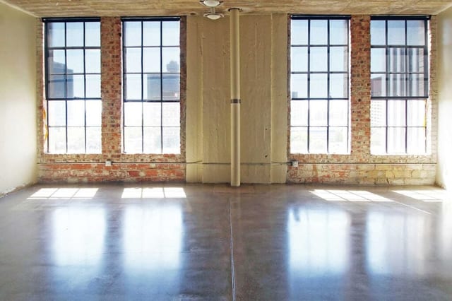 Loft apartment polished concrete floor