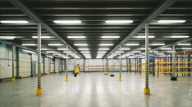Polished concrete flooring warehouse