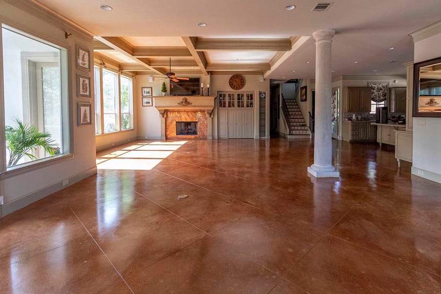 A cola acid stained Craftsman Concrete Floor. This variety of concrete stain offer natural colors with a marbled look. A cola acid stained Craftsman Concrete Floor. This variety of concrete stain offer natural colors with a marbled look.