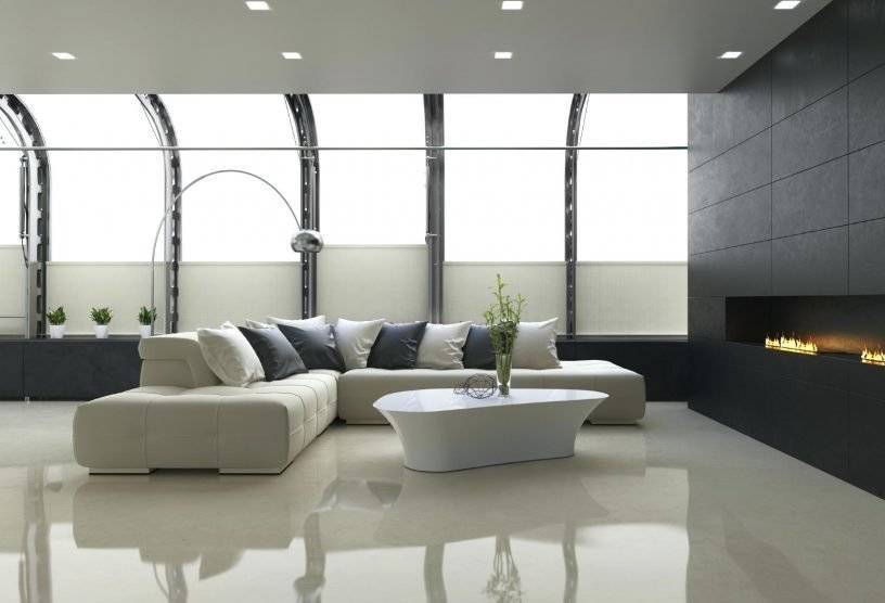 a white concrete overlay in a residential living room