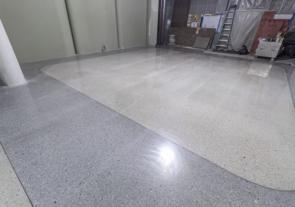 A Cementitious Terrazzo Project During The Install Process