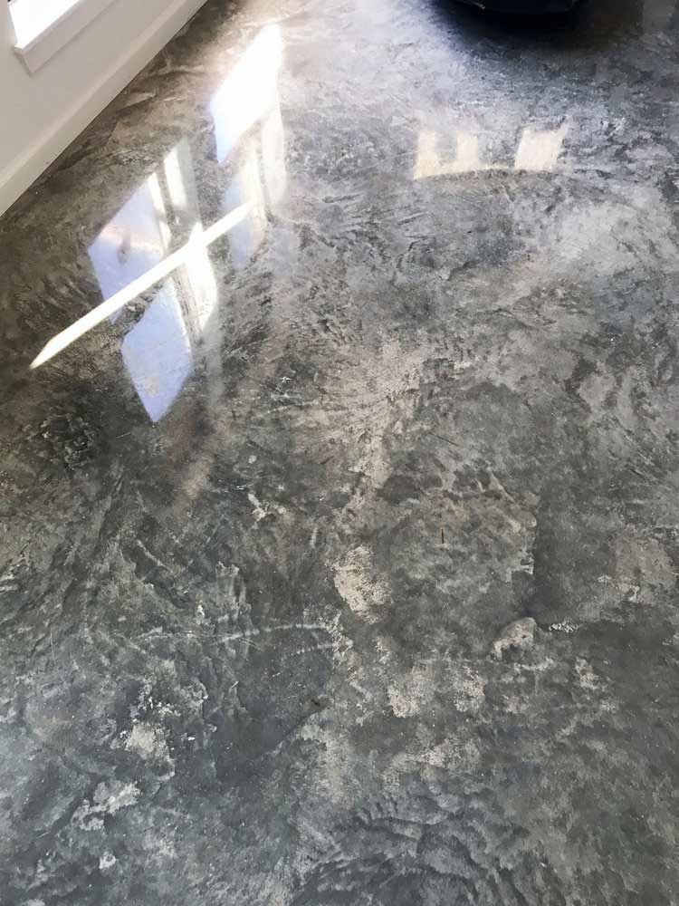 A High-Gloss Polished Concrete Floor. This type of finish is called a ‘cream polish’.  For more information on the different types of polished concrete floors, see our page Types of Polished Concrete Floors.