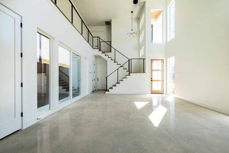 Residential Cream Polished Concrete Floor Trinity Groves Neighborhood Dallas Texas