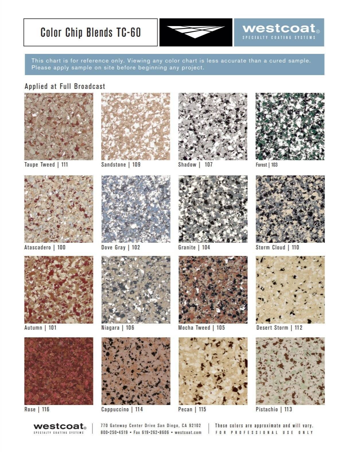 Floor Coating Color Charts - Concrete Resurfacing Systems