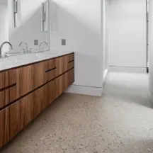 Modern polished concrete bathroom floor