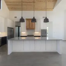 Cream polished concrete floor, Van Alystine, Texas