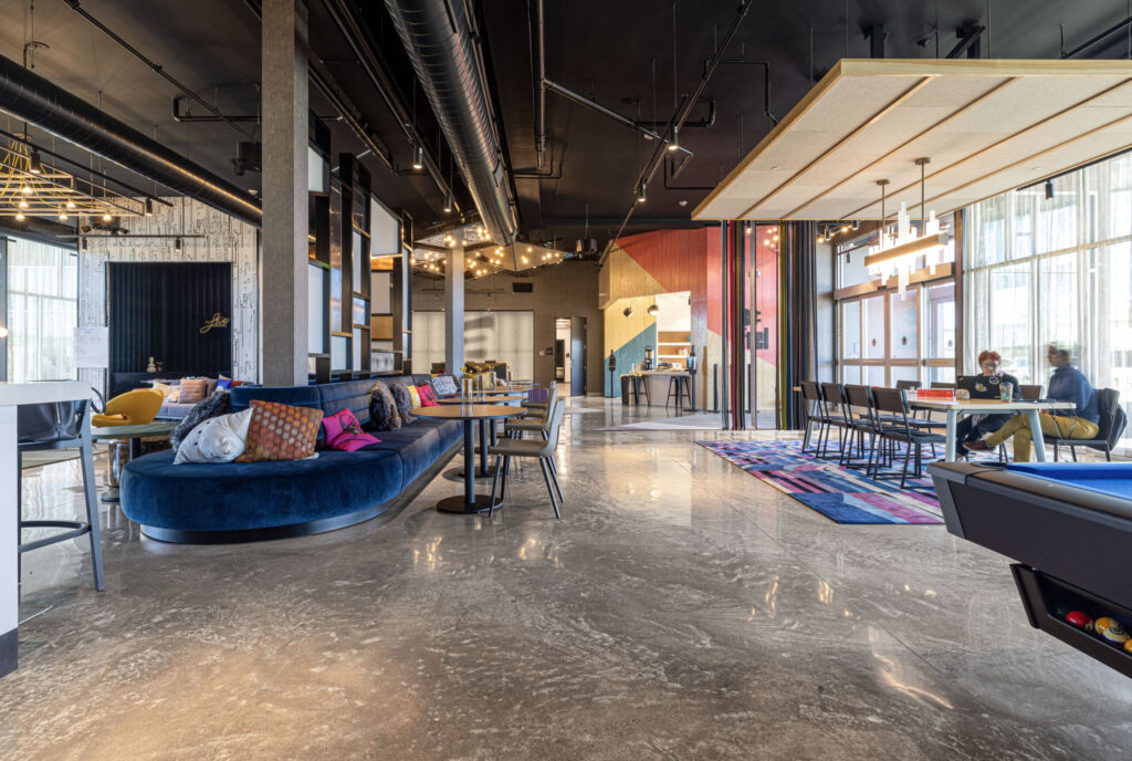 a loft hotel polished concrete floor